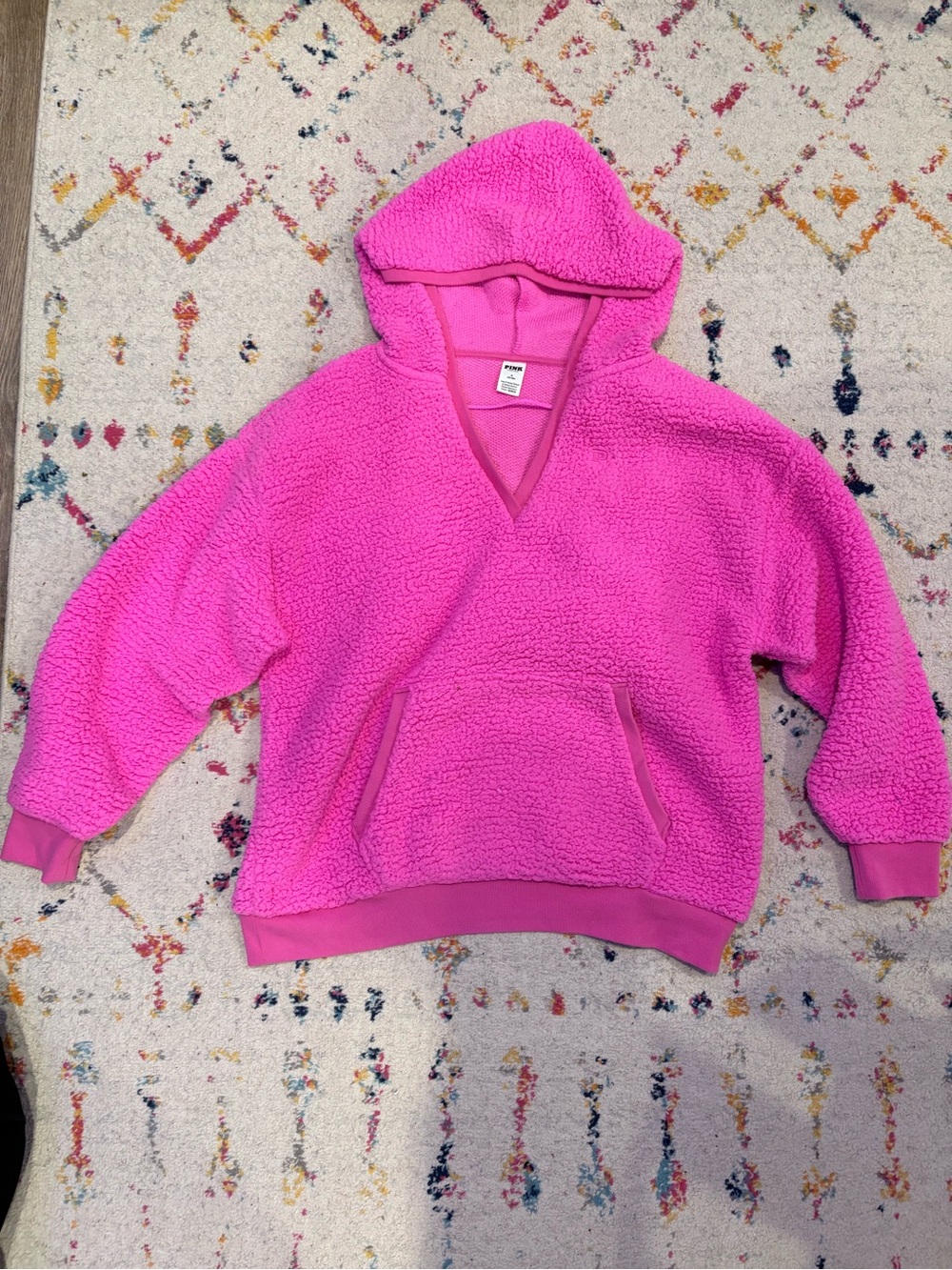 Women Pink Sherpa Hoodie Coat
